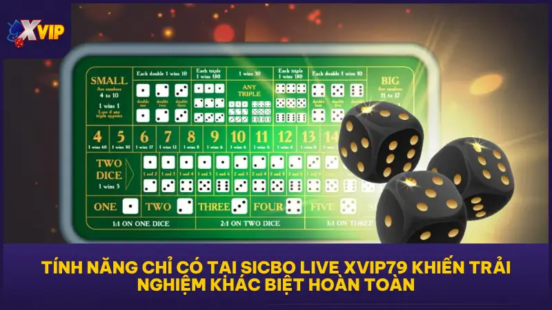 Sicbo Live Tại XVIP79 - Cược Thật Tay, Nhận Thưởng Mỗi Ngày 4 Sicbo Live tại XVIP79 còn tích hợp hàng loạt tính năng mới nhằm nâng cao trải nghiệm
