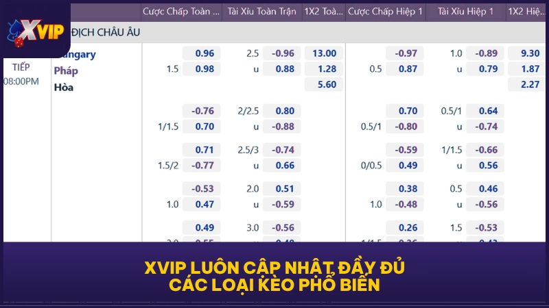 Kèo Nhà Cái XVIP - Tổng Hợp Những Lựa Chọn Thịnh Hành 3 XVIP luôn cập nhật đầy đủ các loại kèo phổ biến